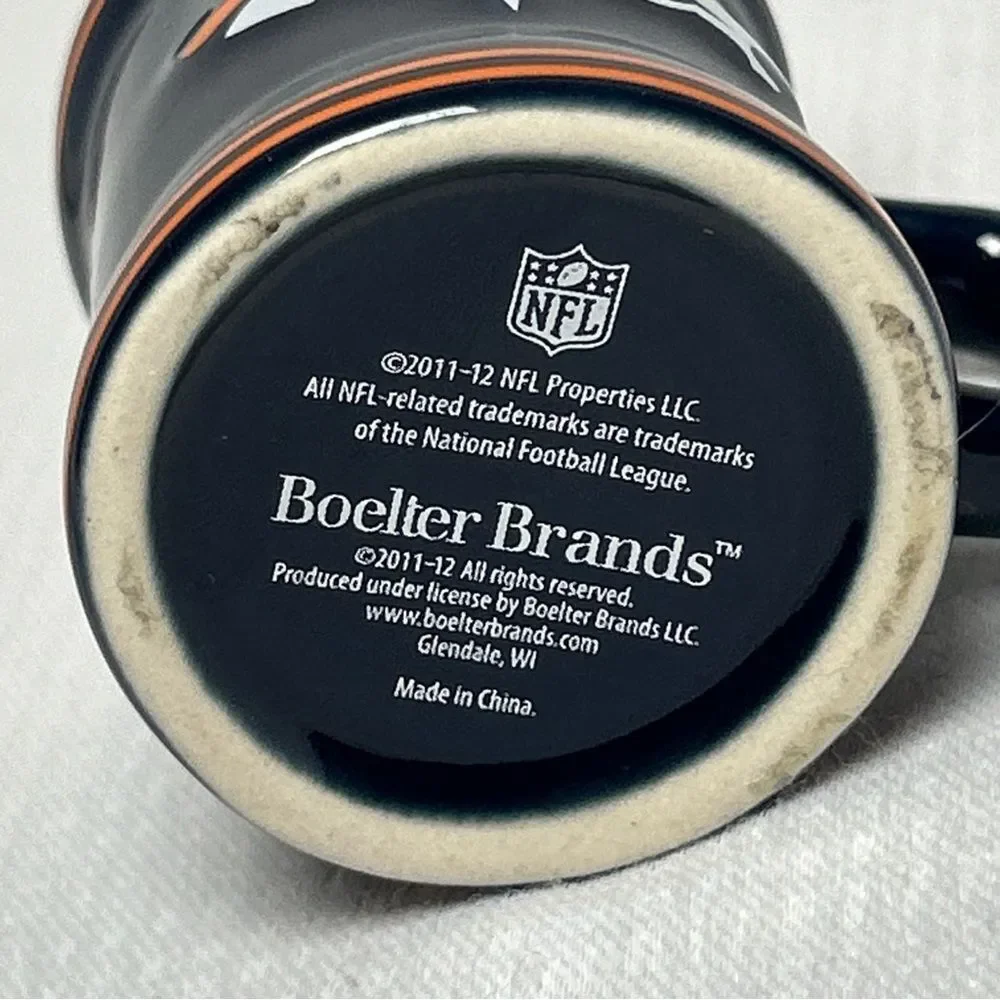 NFL Broncos Ceramic Sculpted 2 oz Mini Mug Shot Glass Navy Orange
